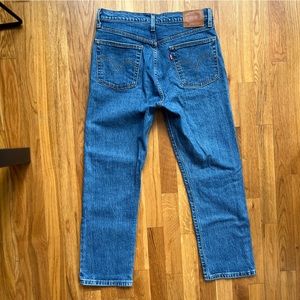 Levi's 501 classic blue denim jeans size 28 crop straight leg
